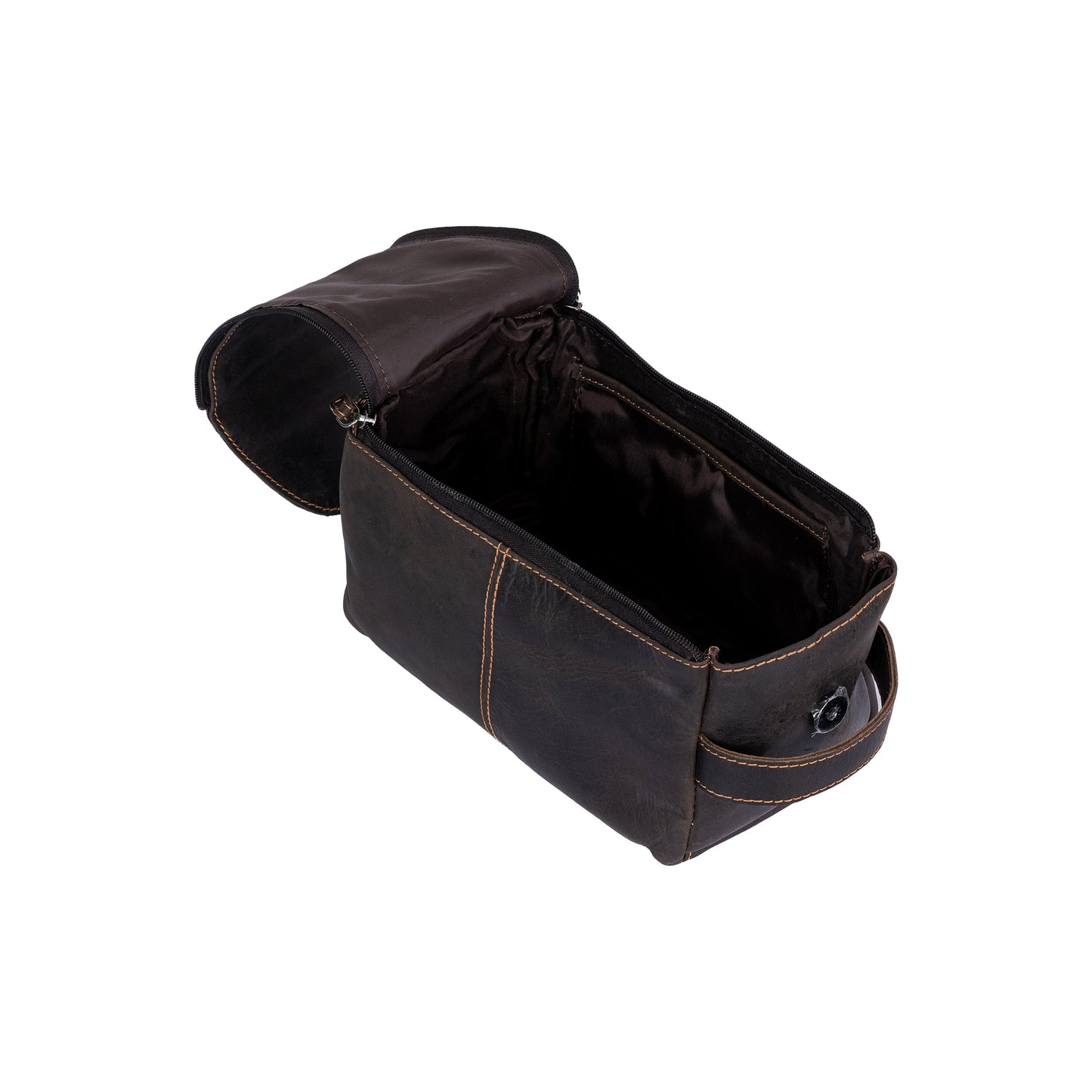 Leather Travel Wash Bag Calgary Brown - Greenwood Leather