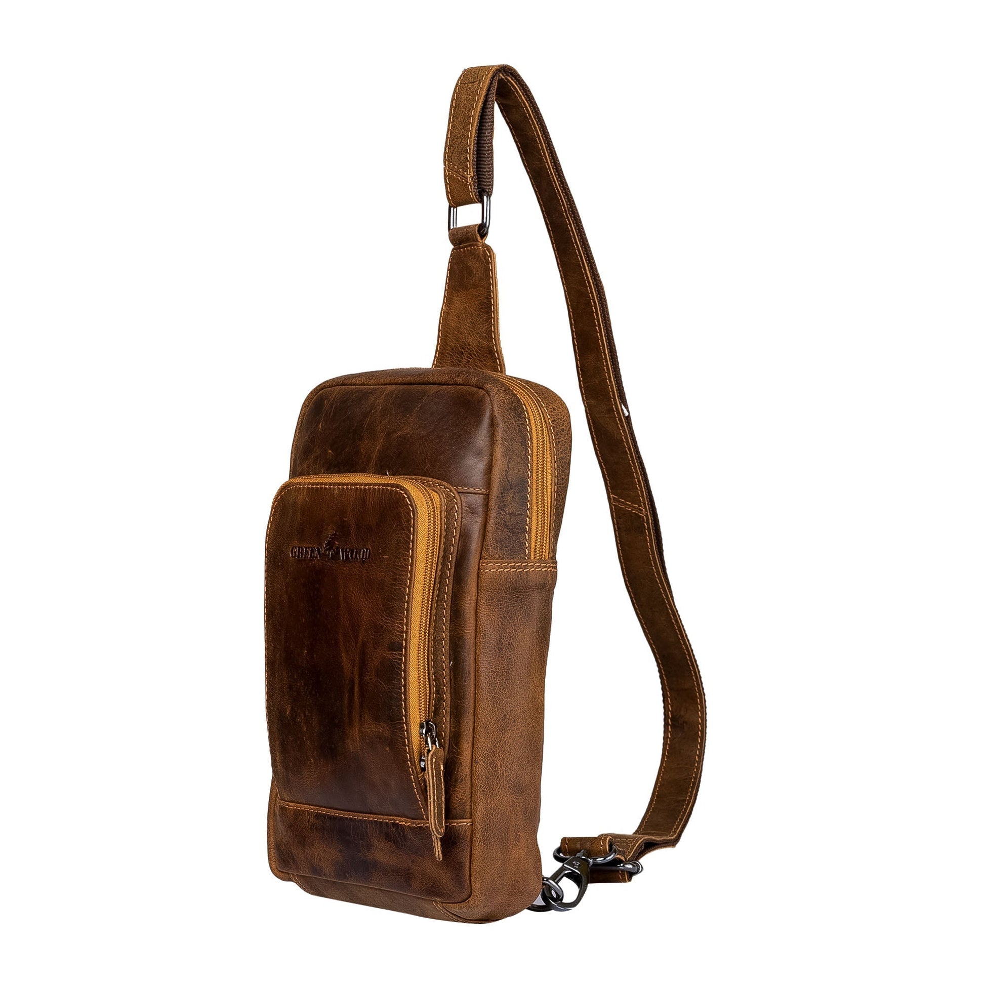 Leather Crossbody Bag Hamilton - Camel - Greenwood Leather