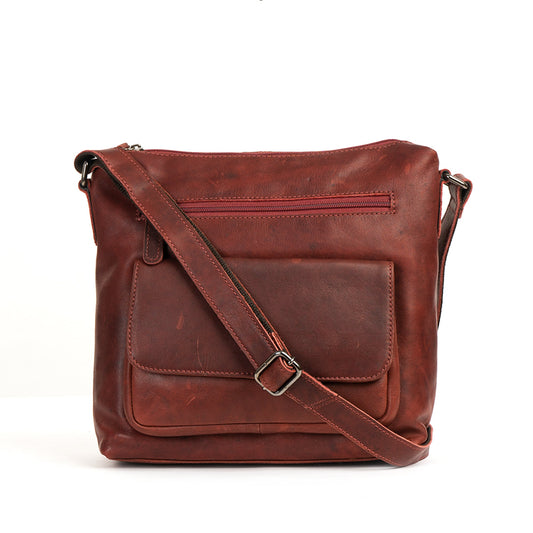 Women Shoulder Bag LD004 Red - Greenwood Leather