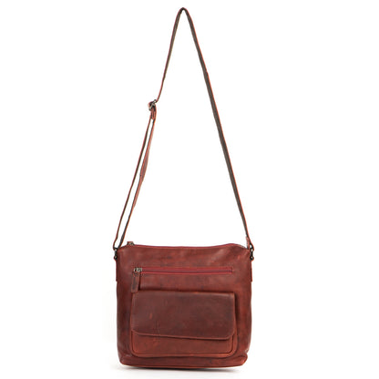 Women Shoulder Bag LD004 Red - Greenwood Leather