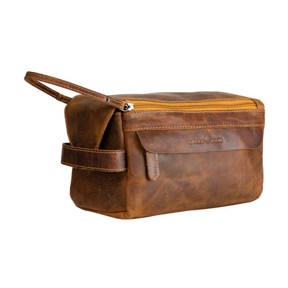 Leather Travel Wash Bag Calgary Camel - Greenwood Leather