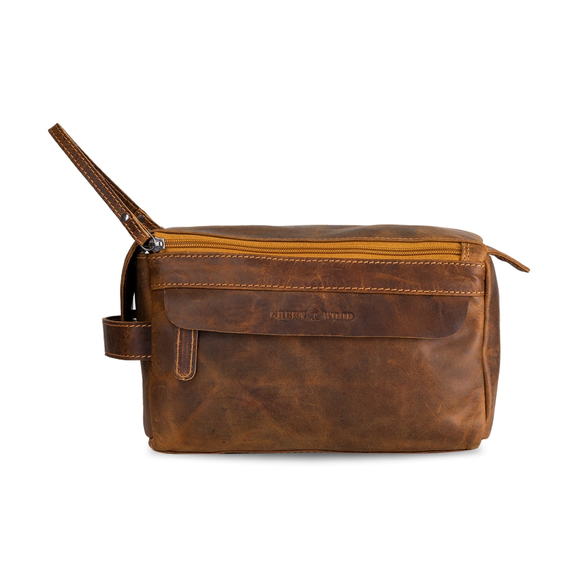 Leather Travel Wash Bag Calgary Camel - Greenwood Leather