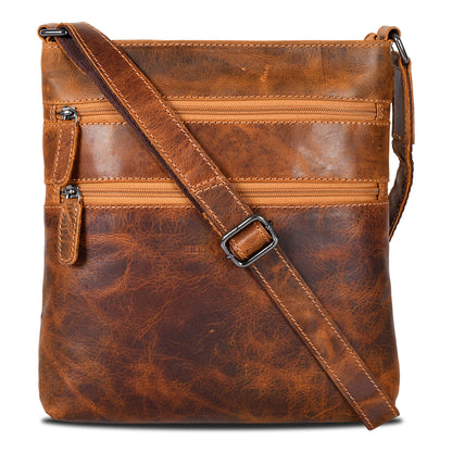 Leather Crossbody Purse Ottawa - Camel - Greenwood Leather