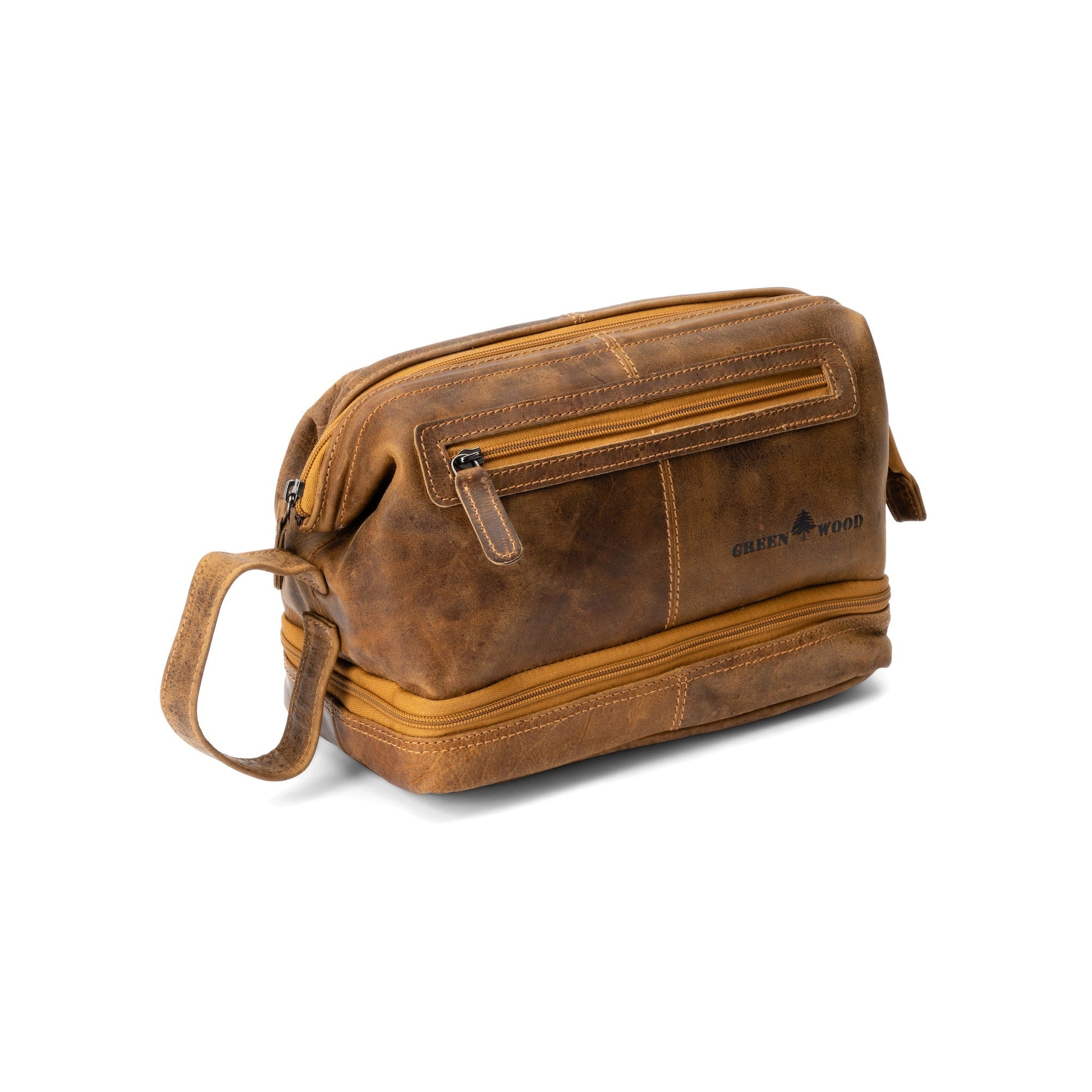 Leather Toiletry Bag Napier - Camel - Greenwood Leather