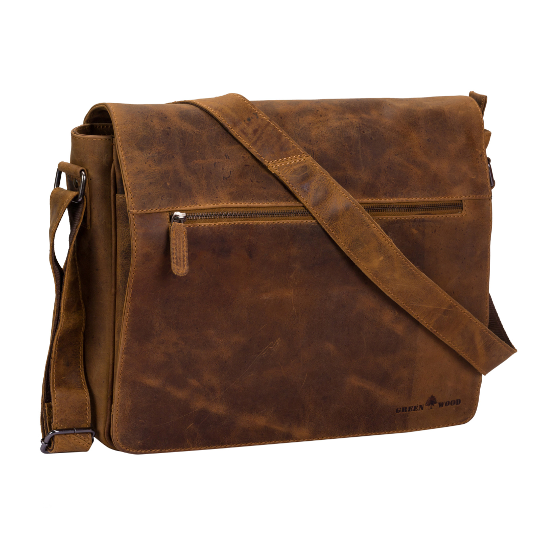 Leather Laptop Bag Richard Camel - Greenwood Leather