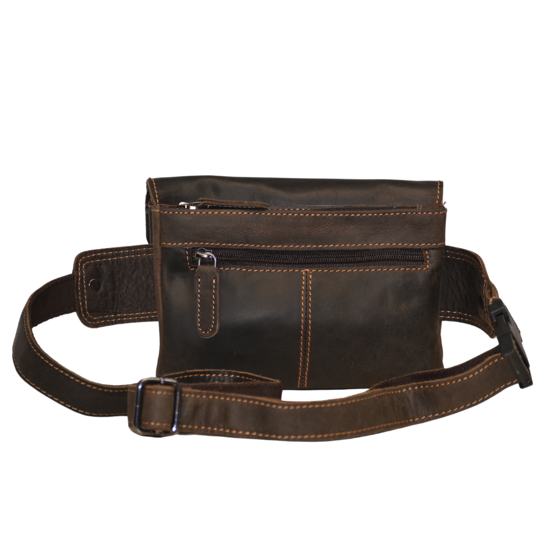 Leather Women Waist Pack Jax - Brown - Greenwood Leather