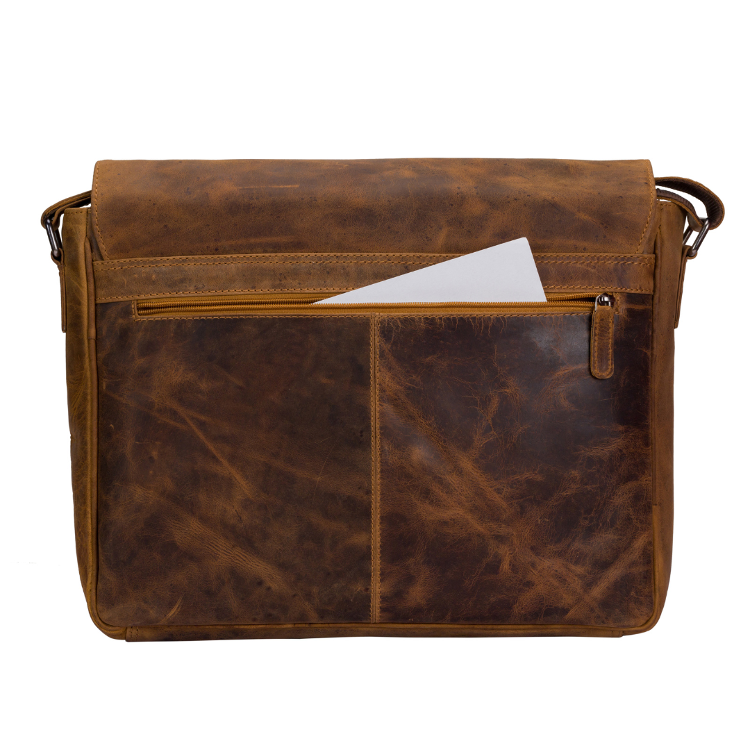 Leather Laptop Bag Richard Camel - Greenwood Leather