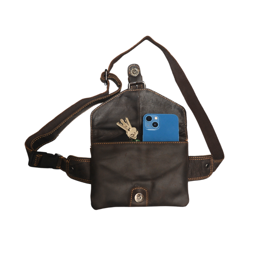 Leather Women Waist Pack Jax - Brown - Greenwood Leather