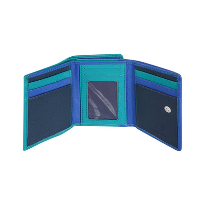 Leather Small Zip Wallet Viola Blue - Greenwood Leather