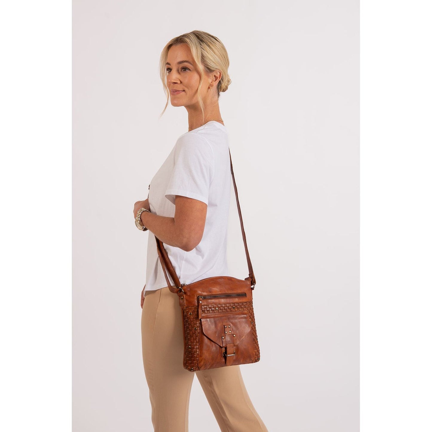 Leather Shoulder Bag - Elsa Cognac - Greenwood Leather