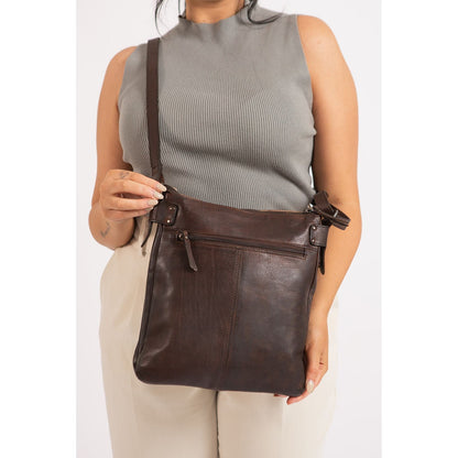 Leather Shoulder Bag Robbie - Brown - Greenwood Leather