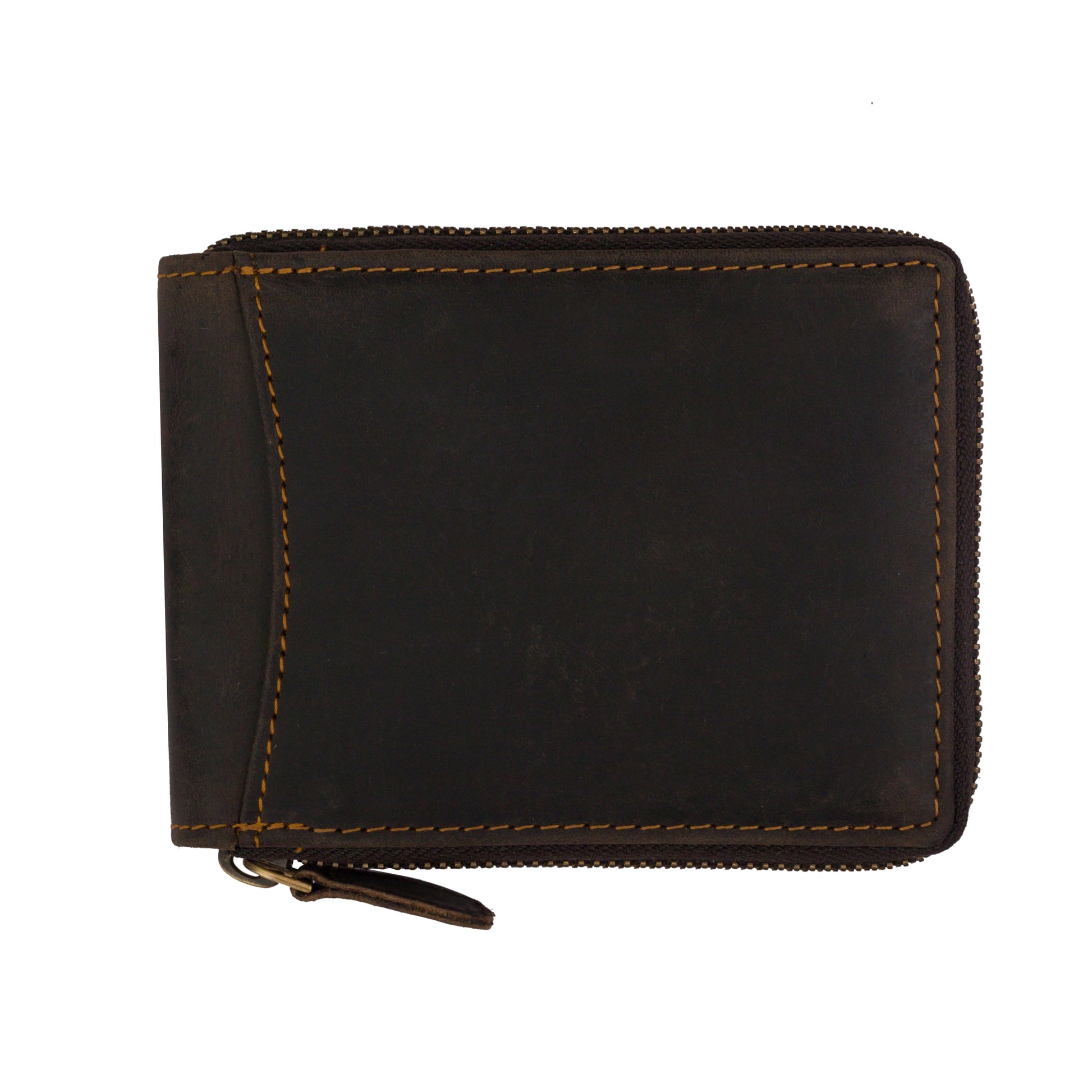 RFID wallet - Zip Around Wallet Buffalo - Brown - Greenwood Leather