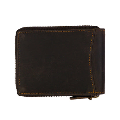 RFID wallet - Zip Around Wallet Buffalo - Brown - Greenwood Leather