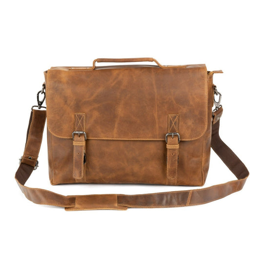 Leather Laptop Bag Portland - Camel - Greenwood Leather