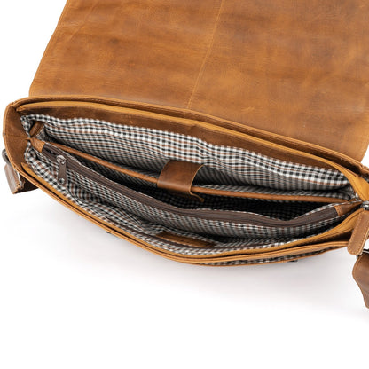 Leather Laptop Bag Portland - Camel - Greenwood Leather