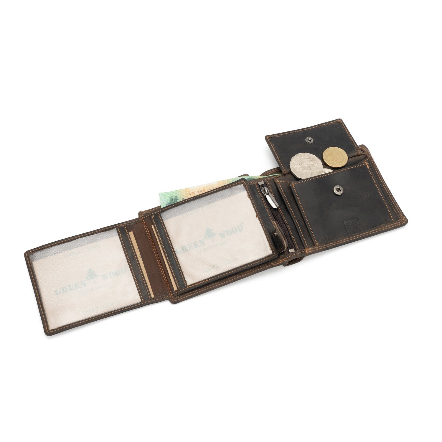 Leather Wallet George - Brown - Greenwood Leather