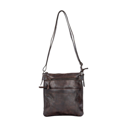 Leather Shoulder Bag Robbie - Brown - Greenwood Leather