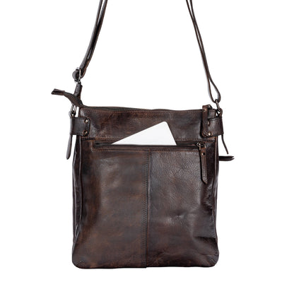 Leather Shoulder Bag Robbie - Brown - Greenwood Leather