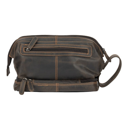 Leather Toiletry Bag Napier - Brown - Greenwood Leather