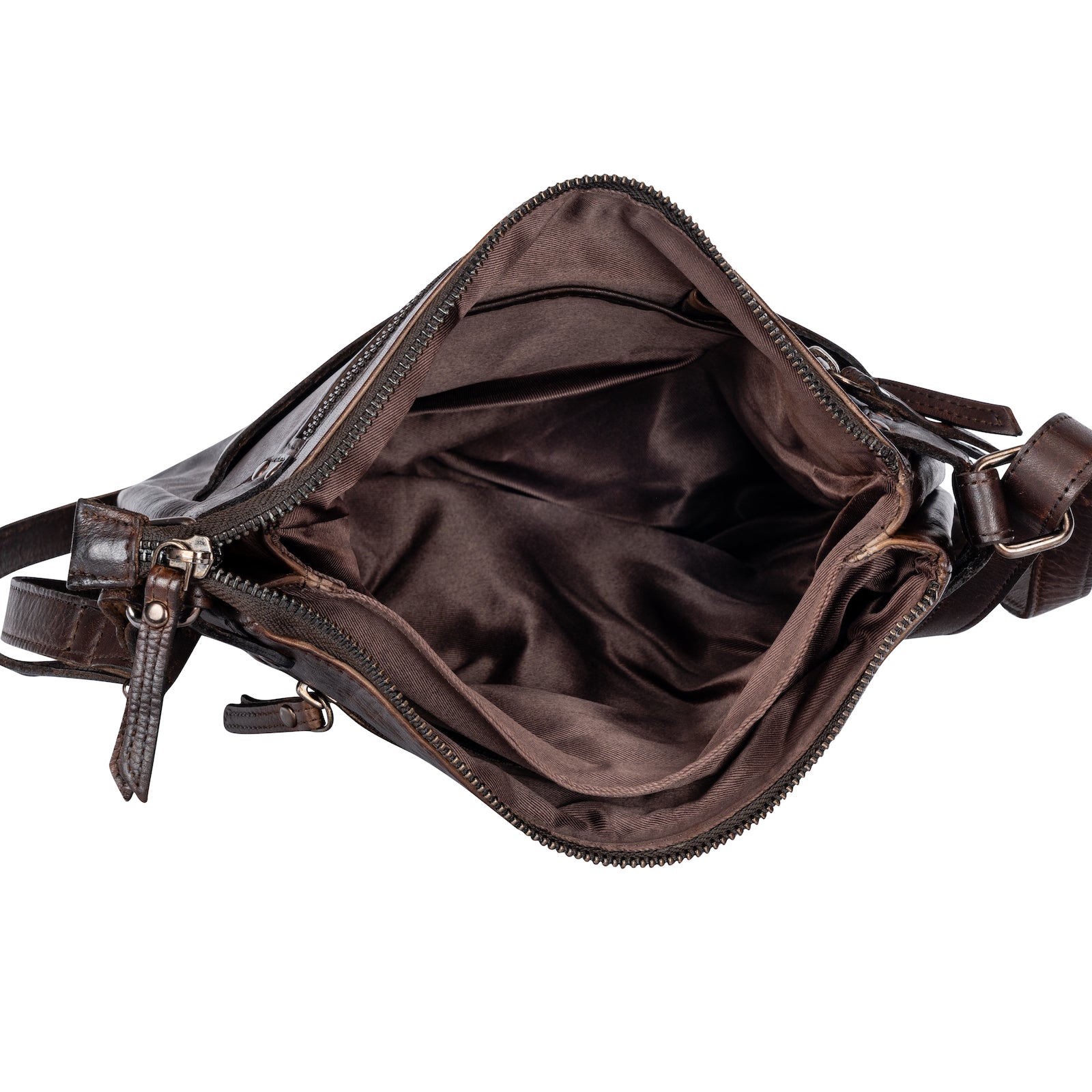 Leather Shoulder Bag Robbie - Brown - Greenwood Leather