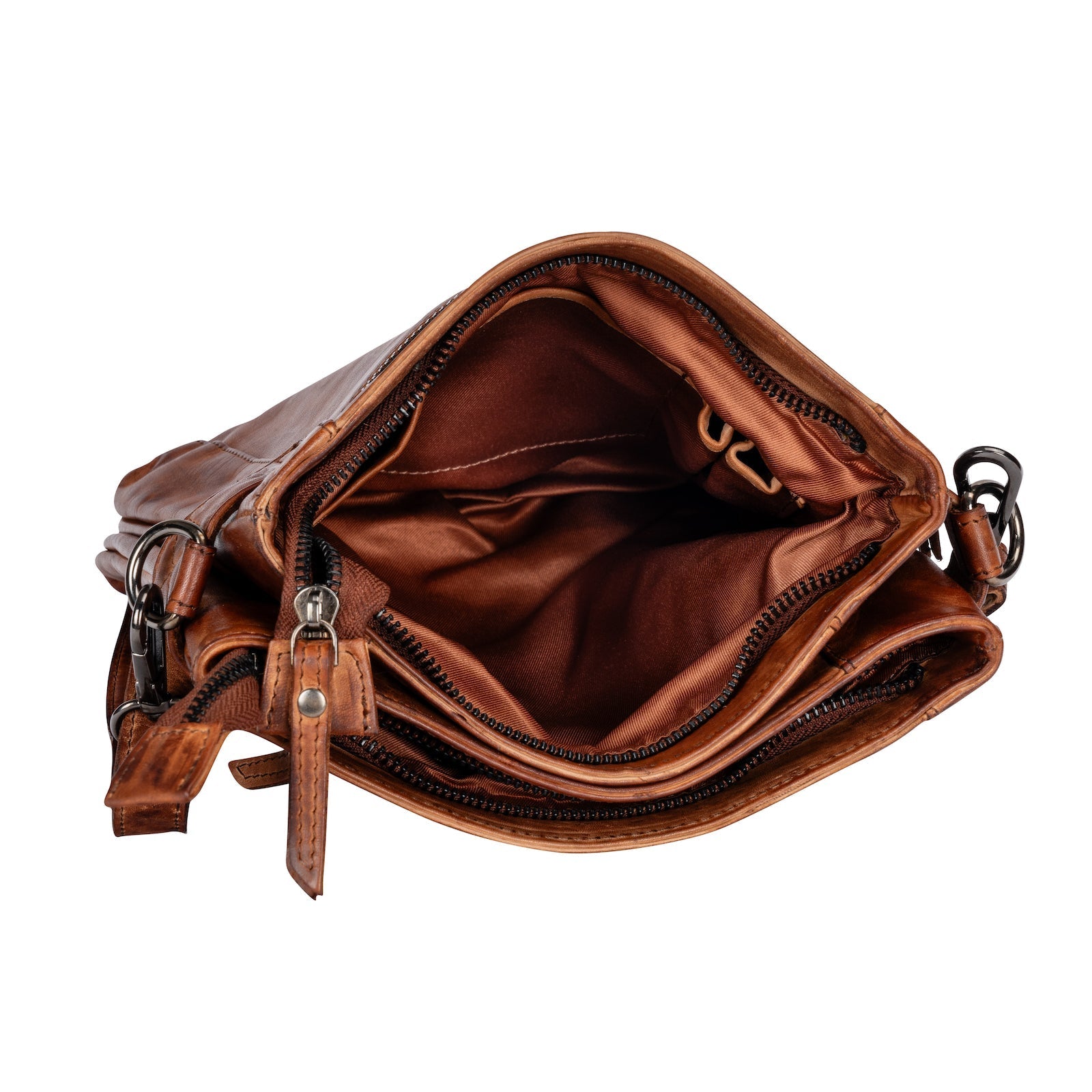 Leather Shoulder Bag 'Isalie' - Cognac - Greenwood Leather