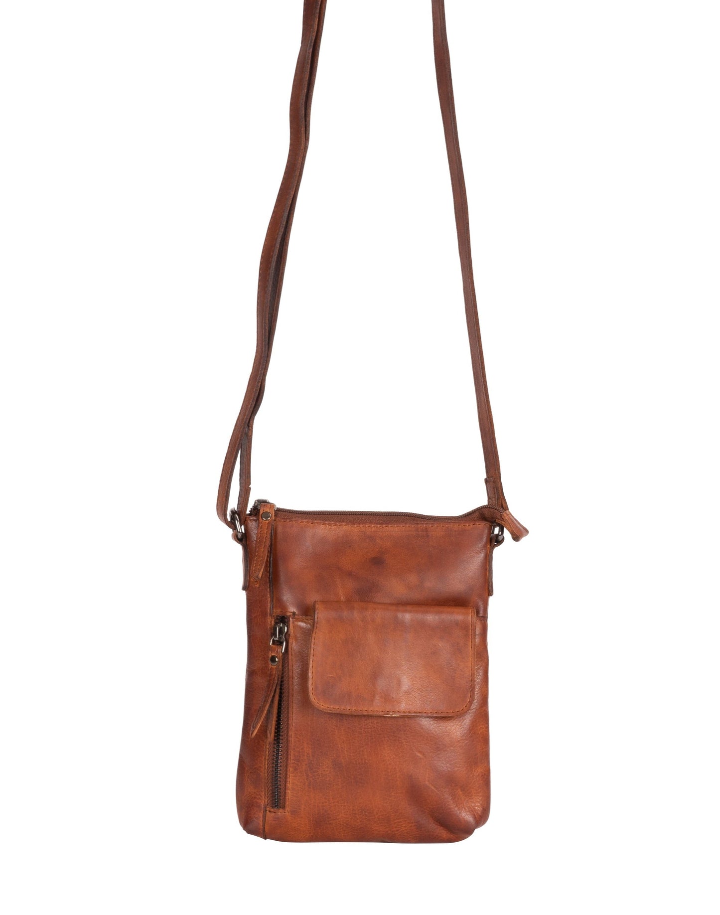 Leather Shoulder Bag Merlin Cognac - Greenwood Leather