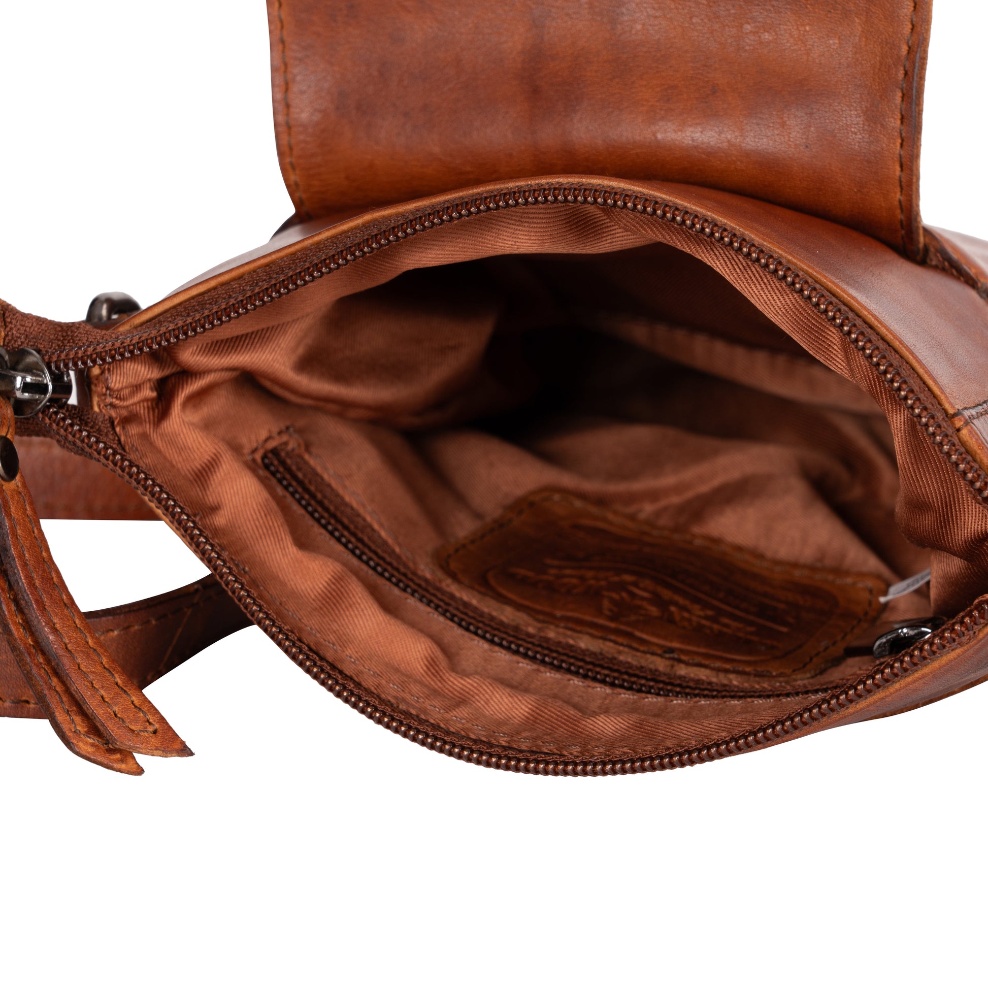 Leather Shoulder Bag Merlin Cognac - Greenwood Leather