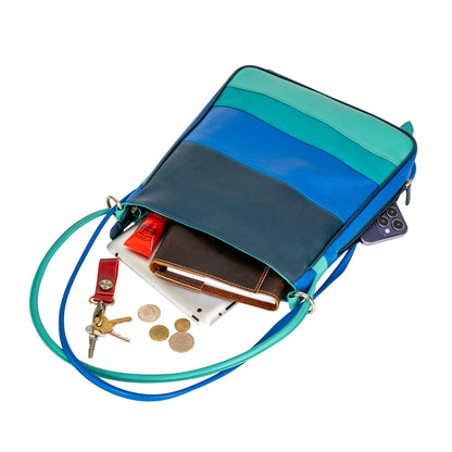 Leather Multicolor Backpack Mae Blue - Greenwood Leather