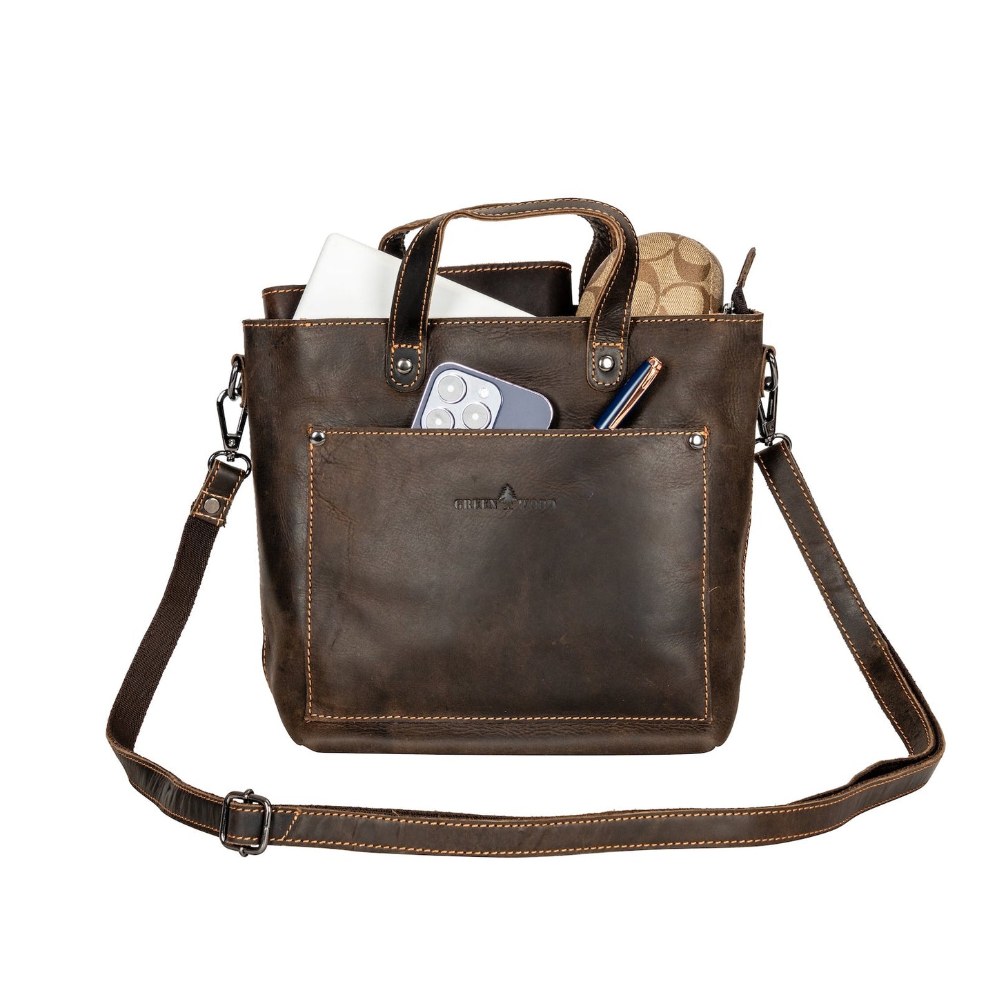 Mini Crossbody Tote Bag Panama - Brown - Greenwood Leather