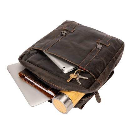 Leather Laptop Backpack Melbourne Brown - Greenwood Leather