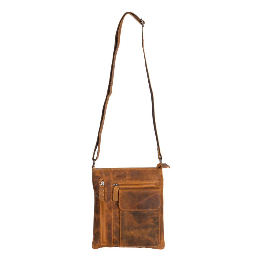 Ladies Cross Body Leather Bag Lucy - Camel - Greenwood Leather