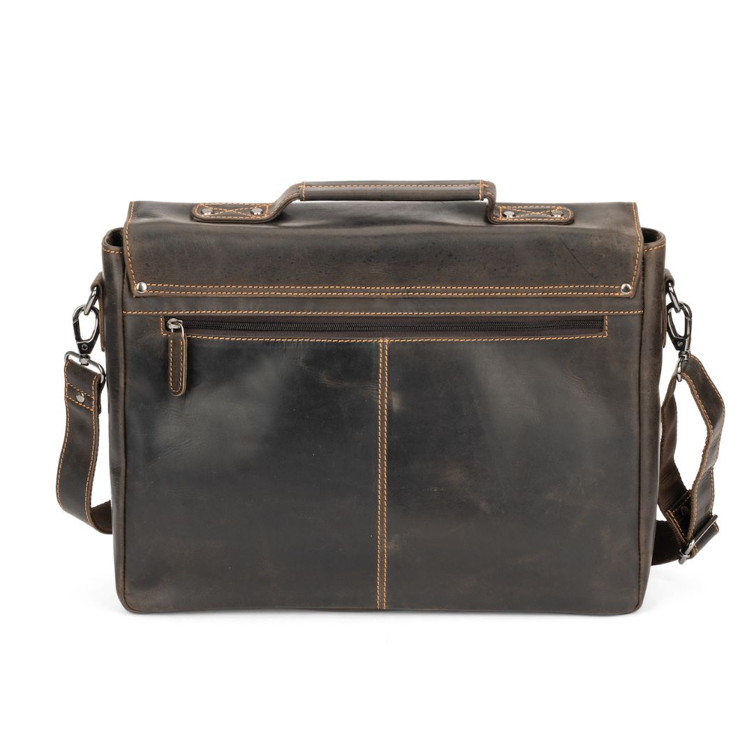 Leather Laptop Bag Portland Brown - Greenwood Leather