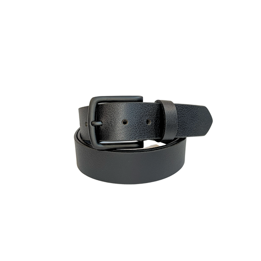 Leather Black Belt with Black Buckle Formal - XL - Greenwood Leather