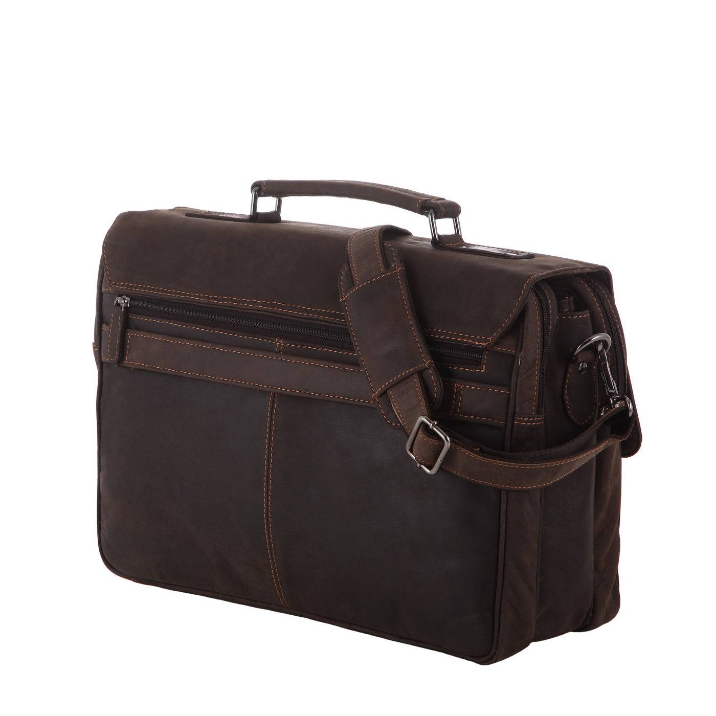 Leather Briefcase Brown - Karl - Greenwood Leather