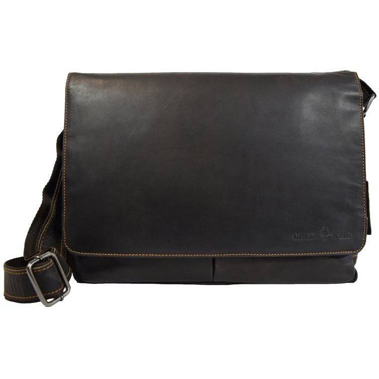 Leather Shoulder Laptop Bag Brown Gent - Greenwood Leather