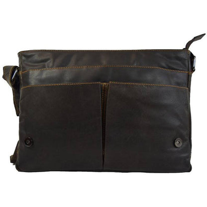 Leather Shoulder Laptop Bag Brown Gent - Greenwood Leather