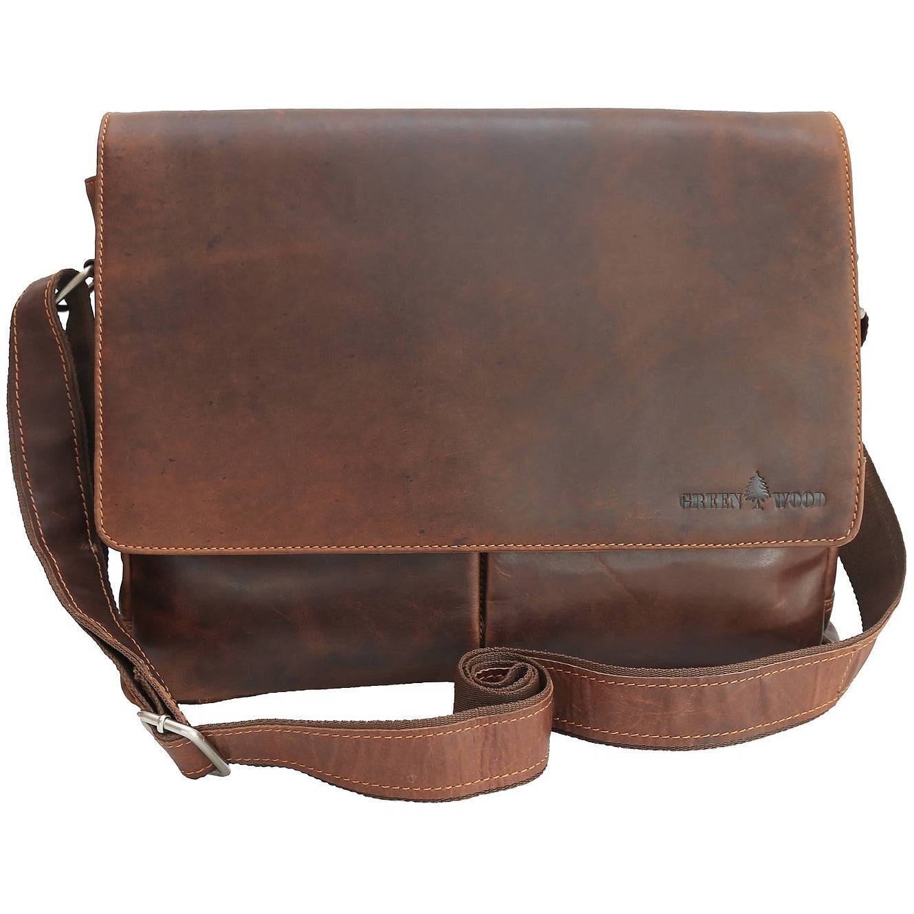 Leather Shoulder Laptop Bag Sandal Gent - Greenwood Leather