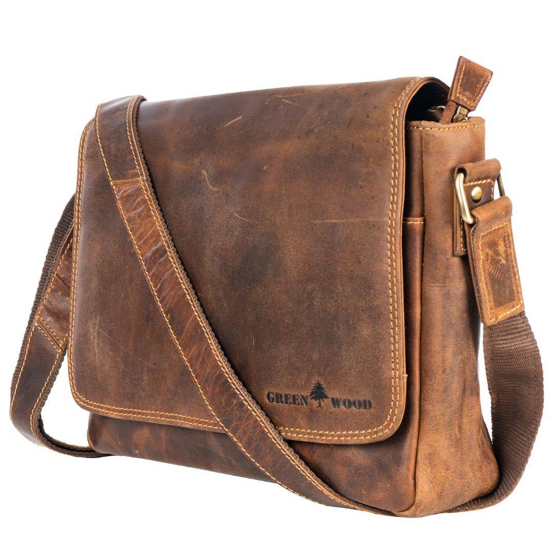 Smart Messenger Mini Steven 11" - Camel - Greenwood Leather